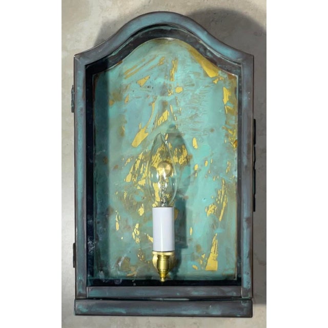 Metal Single Small Vintage Brass Wall Lantern 7”x 3”x 12” High For Sale - Image 7 of 10