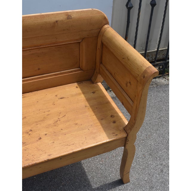 Brown Pine Paneled Bench or Settle For Sale - Image 8 of 14