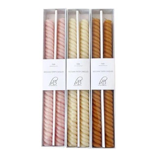 Helix Tapers Candle Bundle in Rosewater, Cathedral, and Oro Goldenrod - 3 pairs For Sale