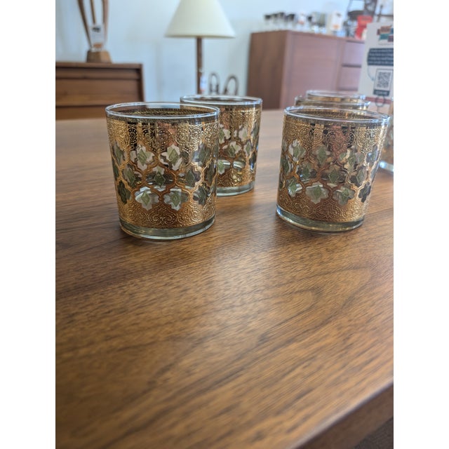 Gold 1960s 22k Gold Culver "Valencia" Old Fashioned Cocktail Glasses- Set of 6 For Sale - Image 8 of 9