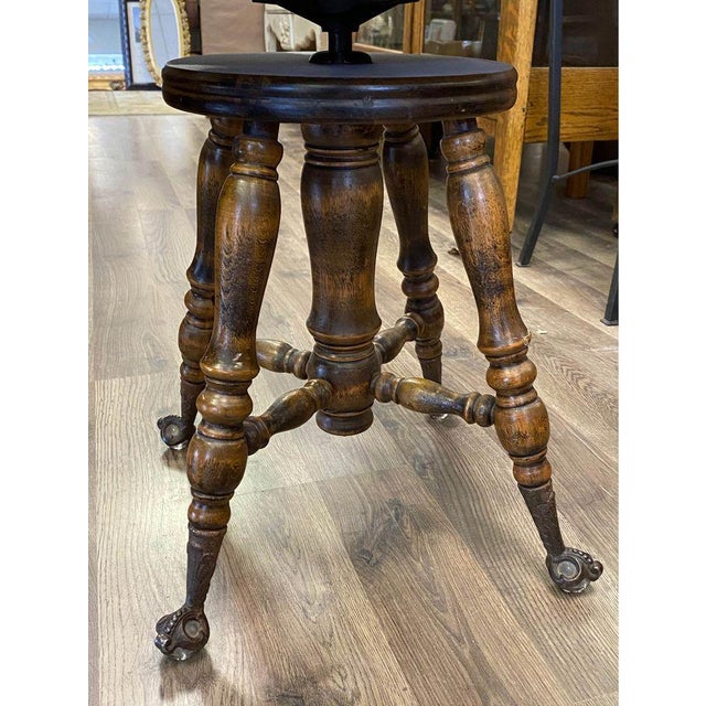 1900s Antique Wooden Glass Ball Claw Foot Piano Stool Chairish
