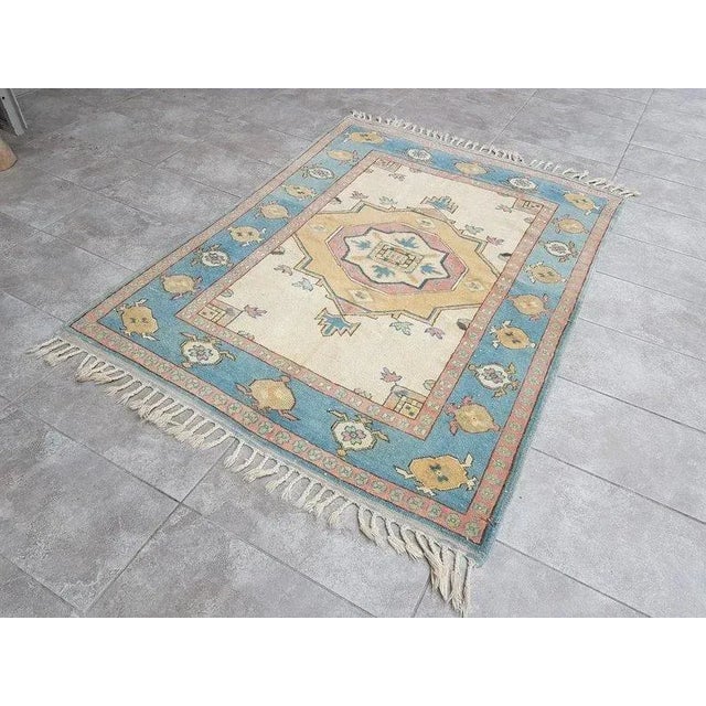 Art Deco 1960s Floral Design Wool Area Rug For Sale - Image 3 of 11