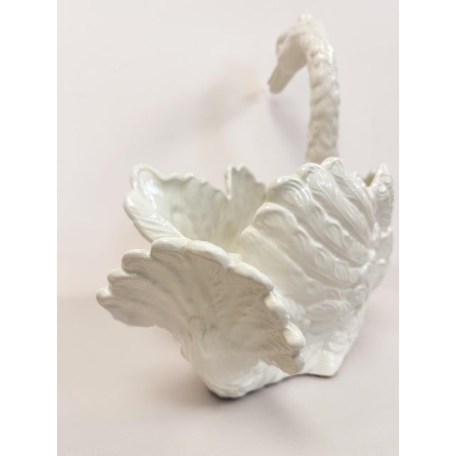 Large Vintage White Porcelain Swan Planter Sculpture MCM Decor Italian Style For Sale - Image 15 of 17