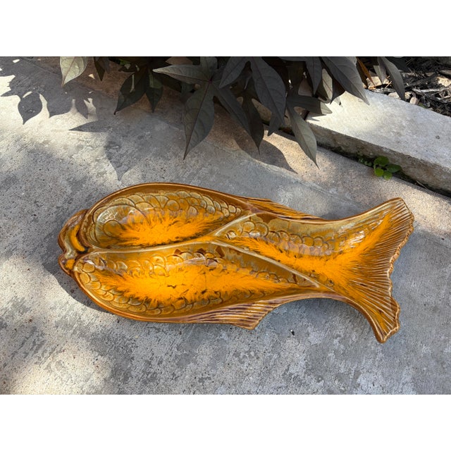 Mid-Century Modern Ceramic Pottery Fish Server Platter by California Originals For Sale In Houston - Image 6 of 7