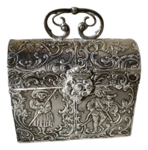 Antique German Silver Cask Jewelry Chest Circa 1880s