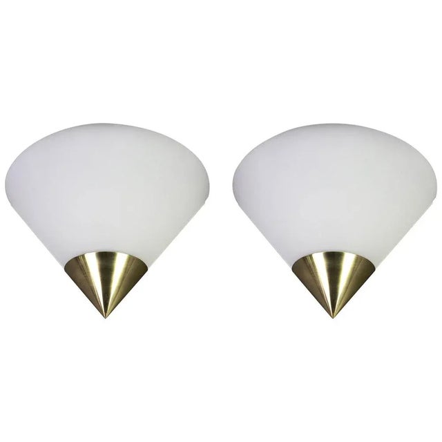 Glass German Opal Glass Sconces by Limburg, Set of 2 For Sale - Image 7 of 7