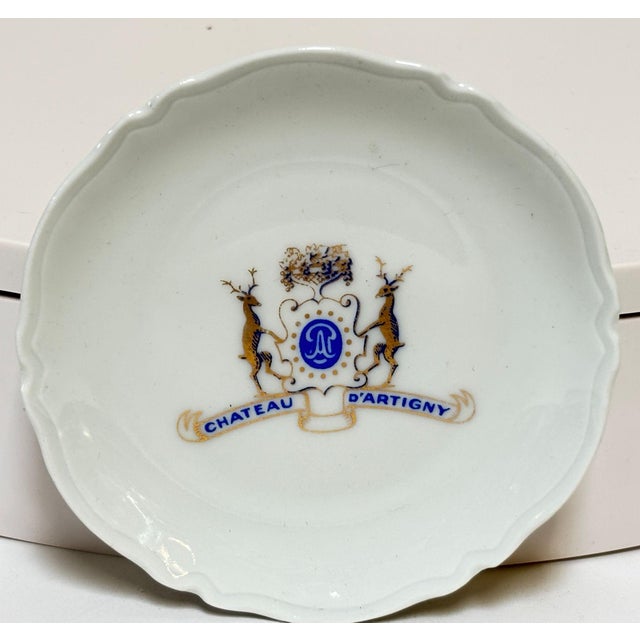 Limoges Porcelain Château d’Artigny Vide-Poche, Blue & Gilt, France, Mid 20th Century A rare and elegant Limoges porcelain...