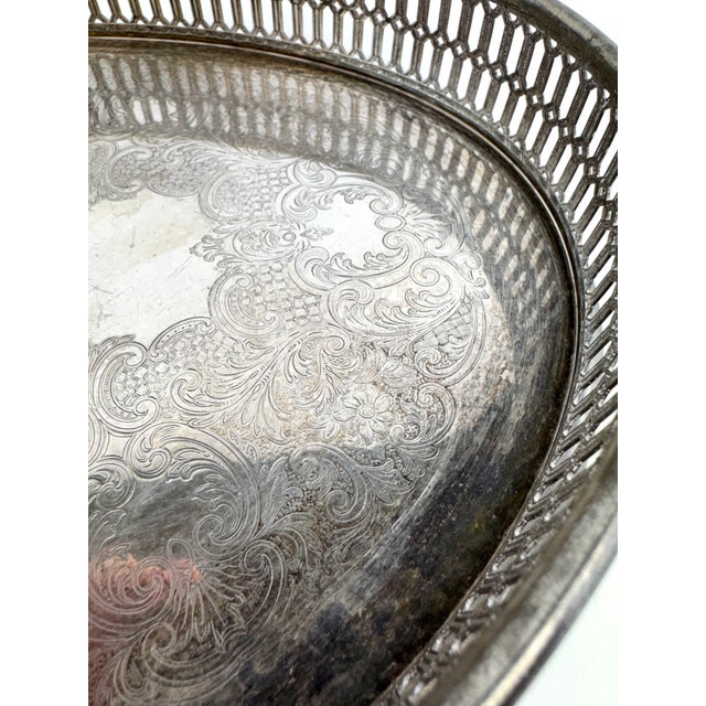 Silver Vintage Italian Silverplate Pierced Gallery Tray by Wil For Sale - Image 8 of 10