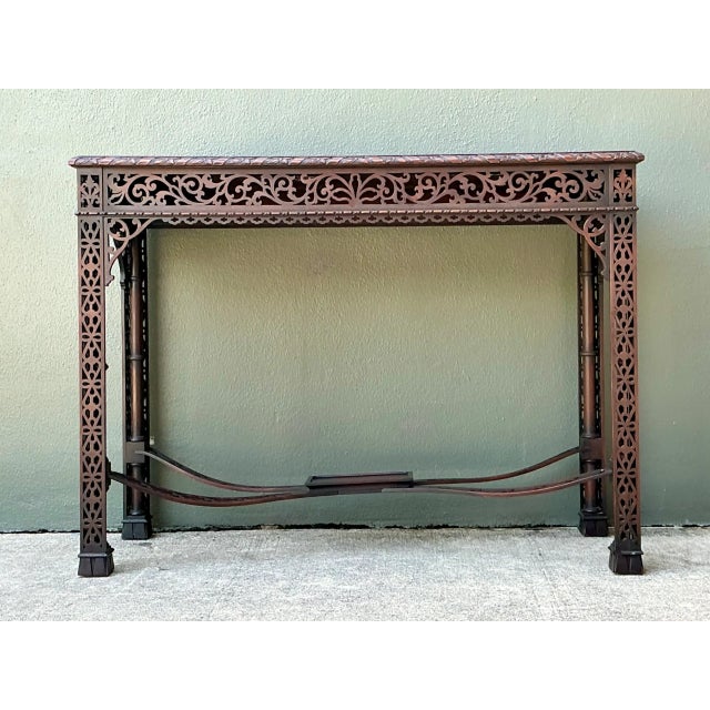 Gothic Vintage Carved Fretwork Console Table For Sale - Image 3 of 12
