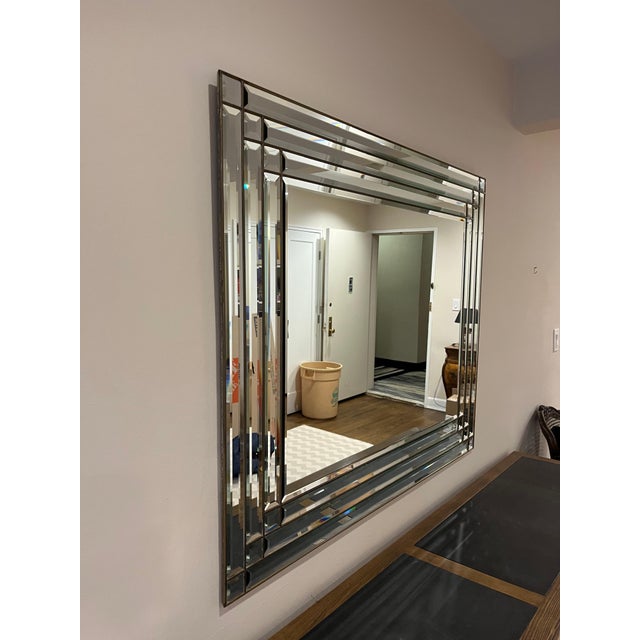 Mid-Century Modern Mid-Century Modern LaBarge Bronze Beveled Wall Mirror, 46 Inches, Italy For Sale - Image 3 of 9