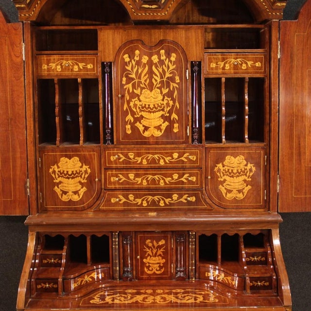 Dutch Inlaid Wood Secretary, 1960s For Sale - Image 10 of 13