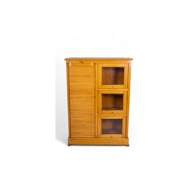 Vintage English Filing Cabinet with Roll-Top and Glass Cabinets For Sale - Image 11 of 11