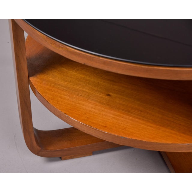 Mid Century Italian Walnut Side Table With Black Glass Top For Sale In Detroit - Image 6 of 12