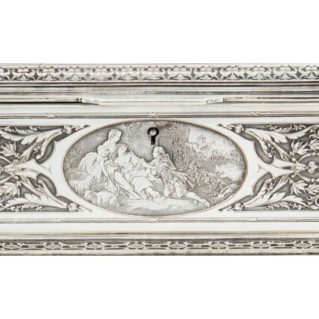 Copper 19th Century French Silvered Copper Jewellery Box For Sale - Image 8 of 18