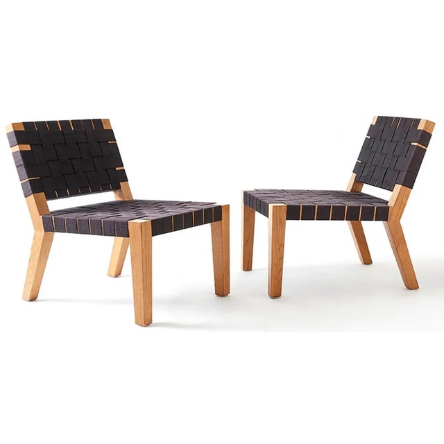 Modern, sculptural, sophisticated. This pair of vintage webbed chairs offers graphic cool, an elegant silhouette and deep...