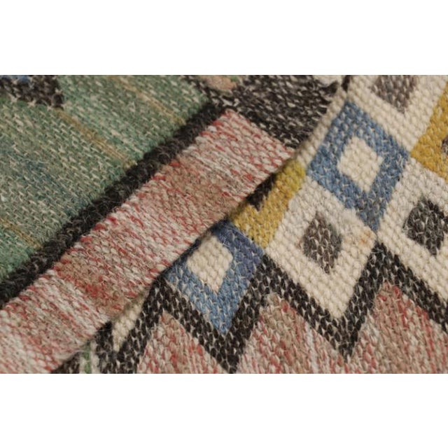 Textile Signed Antique Marta Maas Swedish Textile, Scandinavian Geometric - Rug & Kilim For Sale - Image 7 of 7