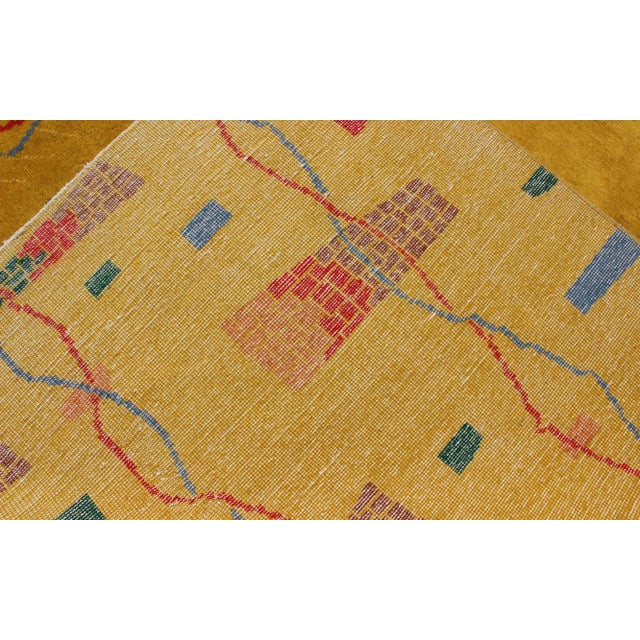Mid 20th Century Mid-Century Modern Rug Turkish Carpet in Bright Yellow Red Blue Green & Pink For Sale - Image 12 of 13
