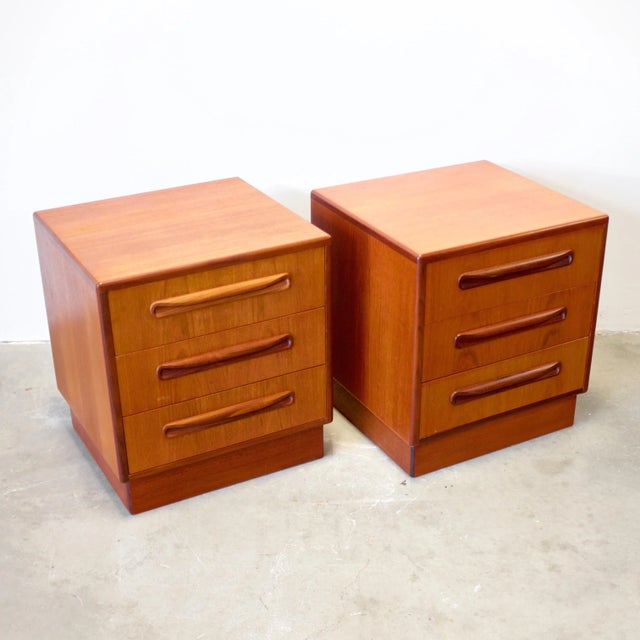 Mid-Century Modern G-Plan "Fresco" Teak Pair of 3 Drawer Nightstands For Sale - Image 3 of 6