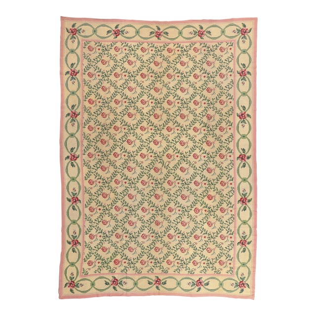 Vintage Chinese Needlepoint Rug, 09'11 X 13'09 For Sale