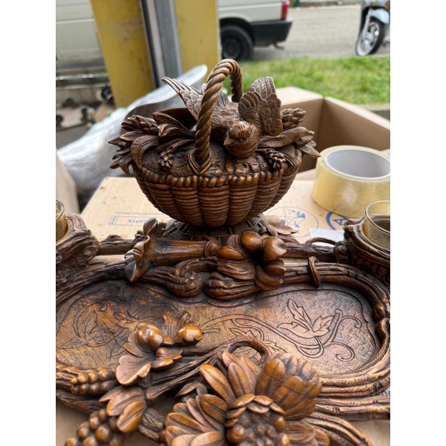 Rustic Black Forest Carved Inkwell For Sale - Image 3 of 5