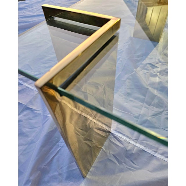 Vintage Polished Brass and Glass Coffee Table [Interchangeable With Various Shapes and Sizes of Glass] For Sale - Image 4 of 5