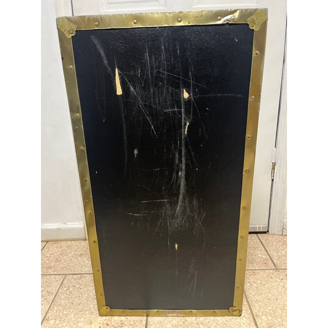 Antique Everlite Black and Brass Steamer Trunk Made in Canada For Sale - Image 12 of 13