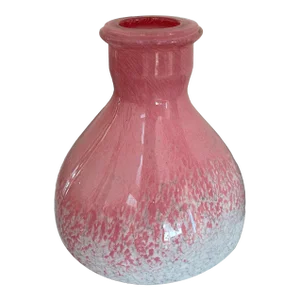 Vintage Art Glass Pink Bud Vase with White Confetti