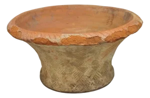 Vintage Carbone Terra Cotta Pottery Basket Weave Garden Planter