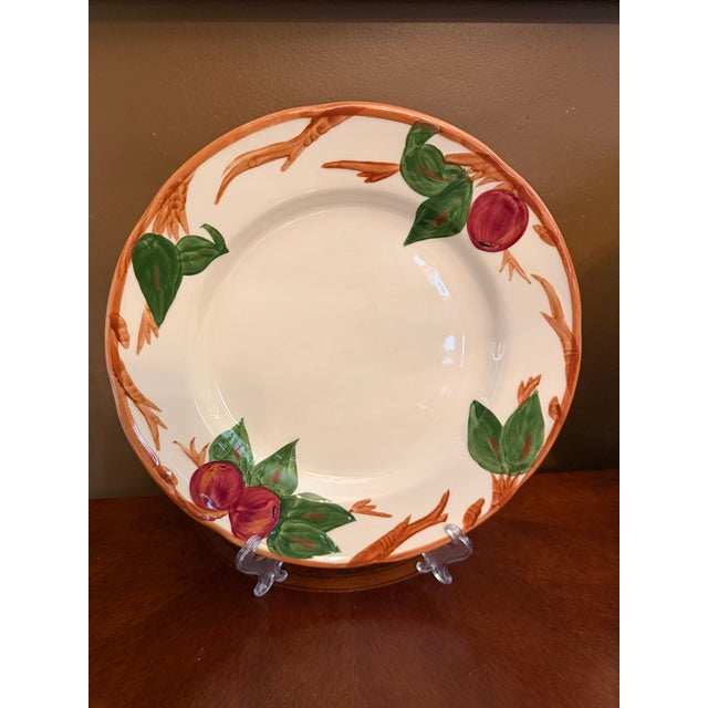 Mid-Century Modern 1980s Franciscan Apple Dinner Plate England Backstamp Hand Painted 10 5/8" - Set of 6 For Sale - Image 3 of 9