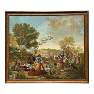 Mid 20th Century Large Monumental Goya Style Picnic Painting For Sale