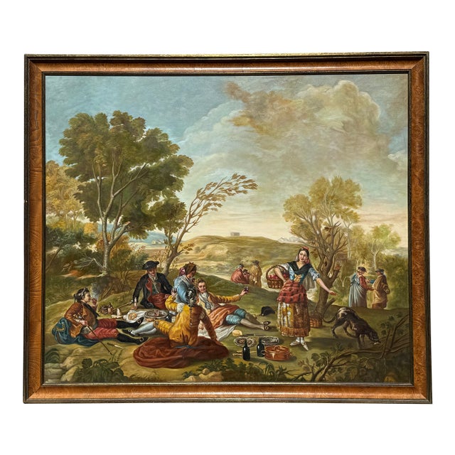 Mid 20th Century Large Monumental Goya Style Picnic Painting For Sale