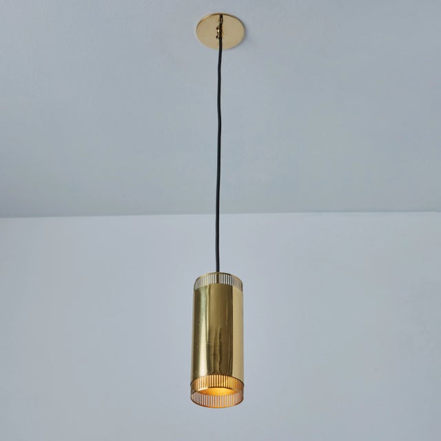 1960s Perforated Brass Cylindrical Pendant Attributed to Mauri Almari for Idman For Sale - Image 12 of 12