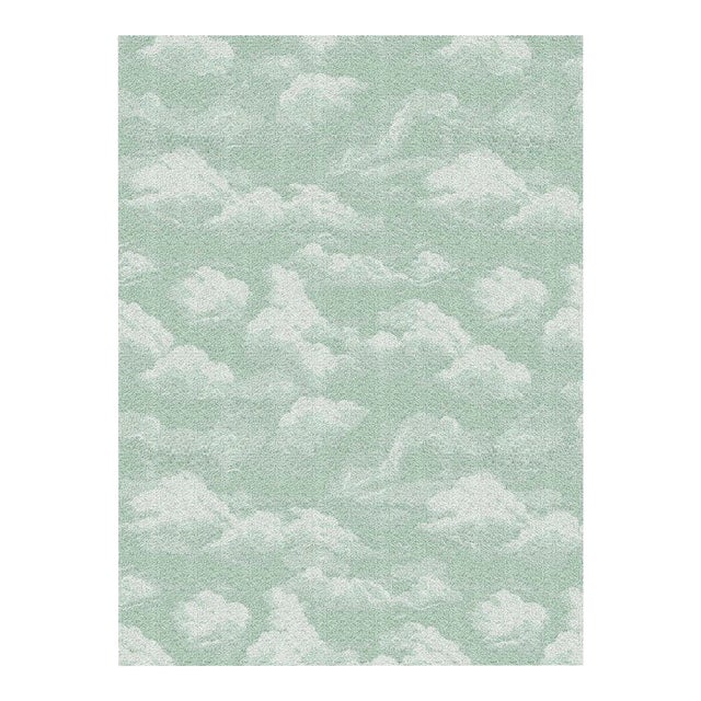 Cumulus Cloud Tibetan Hand-Knotted Wool Area Rug by Kevin Francis in Mint Green 8 x 10 For Sale