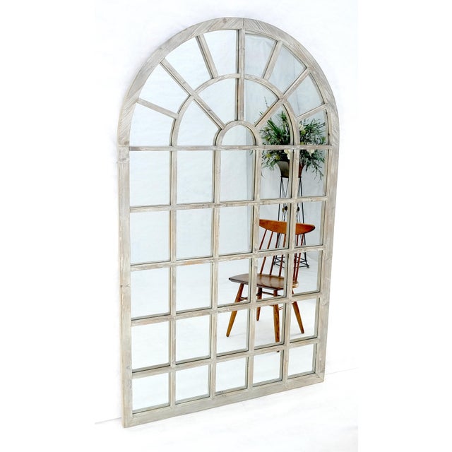 Wood Country Style Large Dome Shape 47x79" Wall Mirror Distressed Finish Wood For Sale - Image 7 of 11