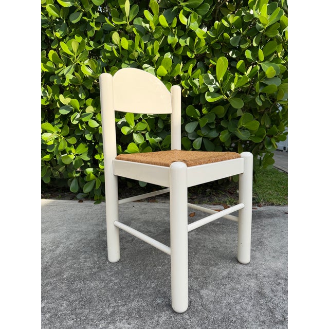 Contemporary Vintage Hank Loewenstein Padova Italian Rush Seat Dining Chair in White Lacquer For Sale - Image 3 of 11