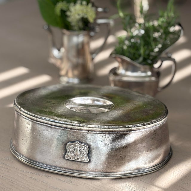 An authentic, heavy vintage hotel silver-plated oval platter cover dome lid from the historic The Shelburne Hotel on the...