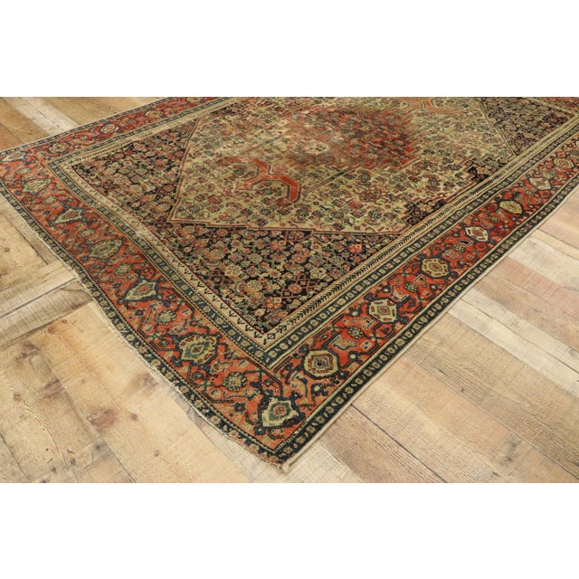 Textile 1890's Antique Persian Malayer Rug - 04'06 X 06'05 For Sale - Image 7 of 10