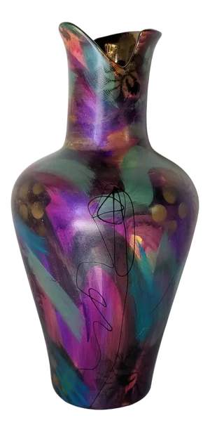 Vintage Abstract Hand Painted Ceramic Vase