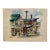 Henry Emil Salloch Original Watercolor on Paper Urban Tenement Houses With Wooden Telephone Pole, 1945. For Sale