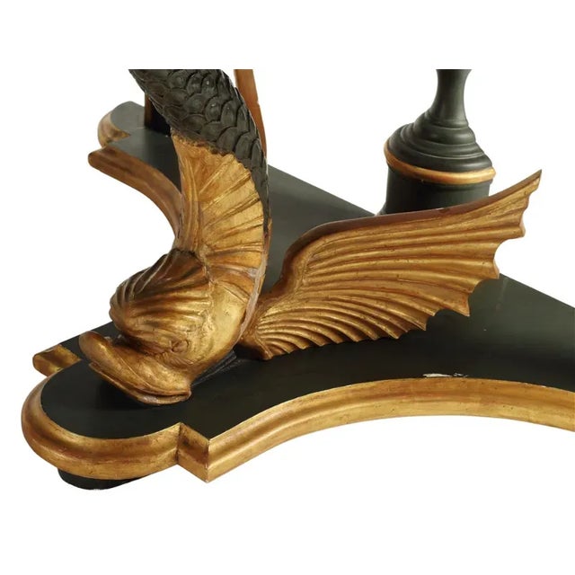 19th C Style Empire Winged Dolphin Demilune Console Table For Sale - Image 4 of 7