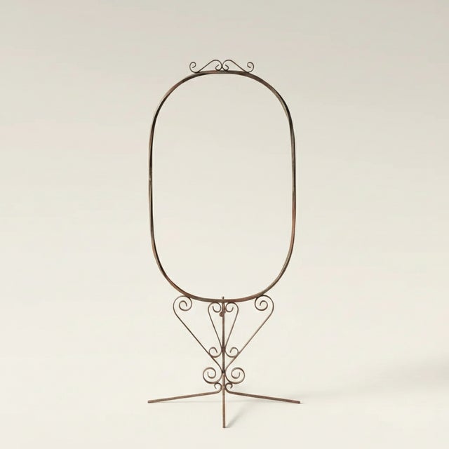 Antique French Forged Iron Hanging 62" Birdcage With Patina For Sale - Image 4 of 4