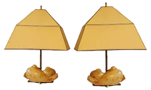 Vintage Alabaster Pigeon Table Lamps, Set of 2