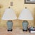 Beautiful pair of vintage Chinoiserie-style reticulated celadon porcelain table lamps with elegant pierced latticework and...