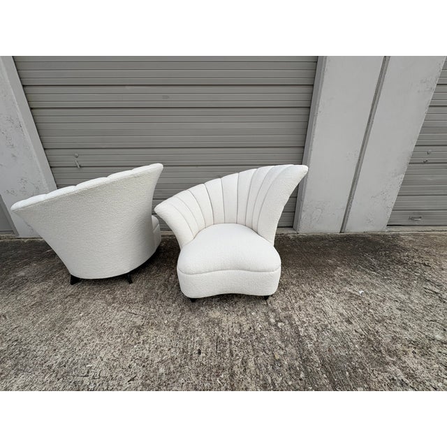 Pair of Asymmetrical Channel Back Lounge Chairs For Sale - Image 14 of 14