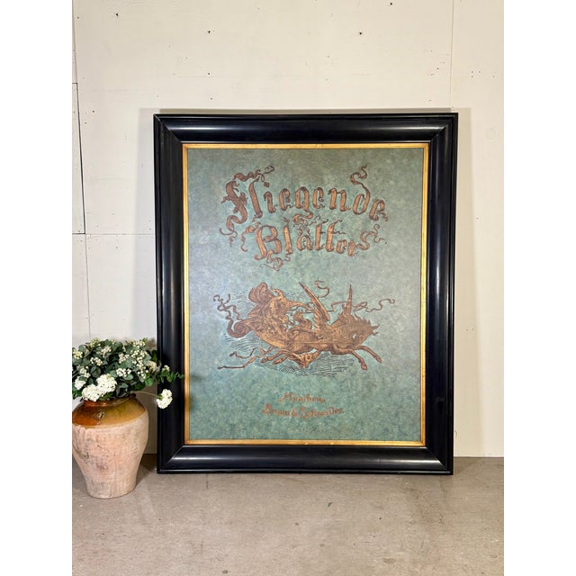 Large Scale Art Image Antique German Satirical Publication in Vintage Frame For Sale - Image 13 of 16