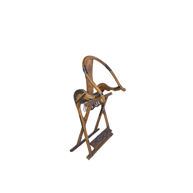 Vintage Chinese Folding Horseshoe-Back Ru Yi Medallion Motif Folding Armchair For Sale - Image 9 of 10