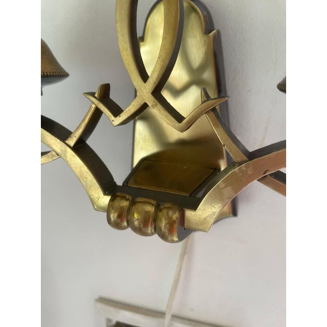 French Art Deco Bronze Wall Sconces from Liberos Paris, 1940s, Set of 2 For Sale - Image 3 of 10