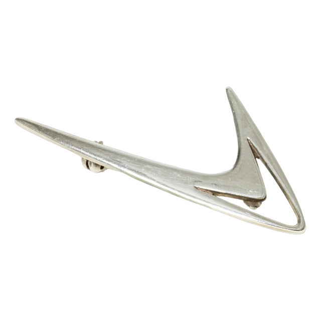 Vintage Silver Brooch by Poul Warmind, 1950s For Sale