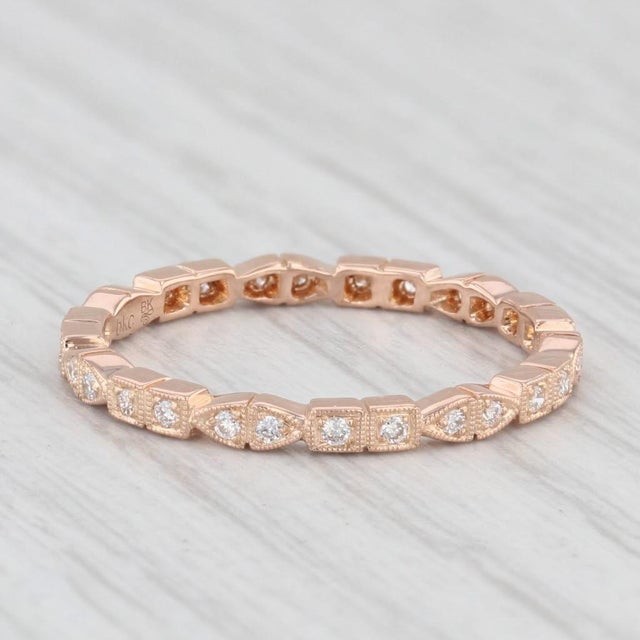2020s New Diamond Eternity Band 18k Rose Gold Sz 6.5 Wedding Stackable Ring Beverley K For Sale - Image 5 of 8