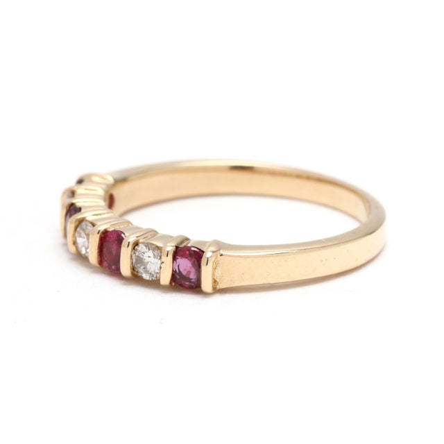Early 21st Century 0.58ctw Diamond and Ruby Band Ring, 14k Yellow Gold, Ring Size 6.25 For Sale - Image 5 of 6